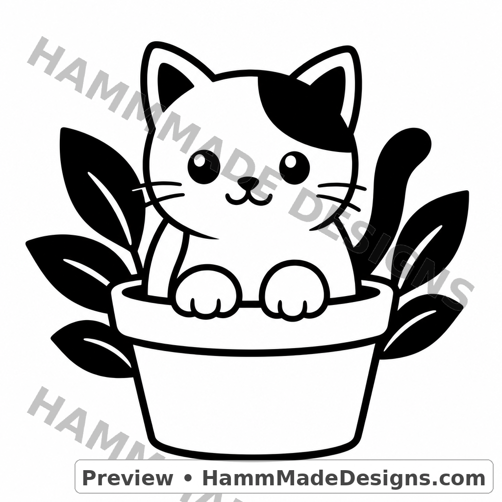 Cat Flower Pot SVG
